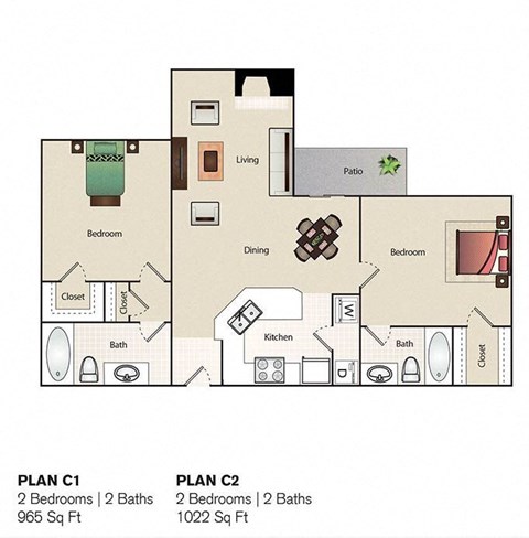 soho two bedroom floorplan 1022 sq ft